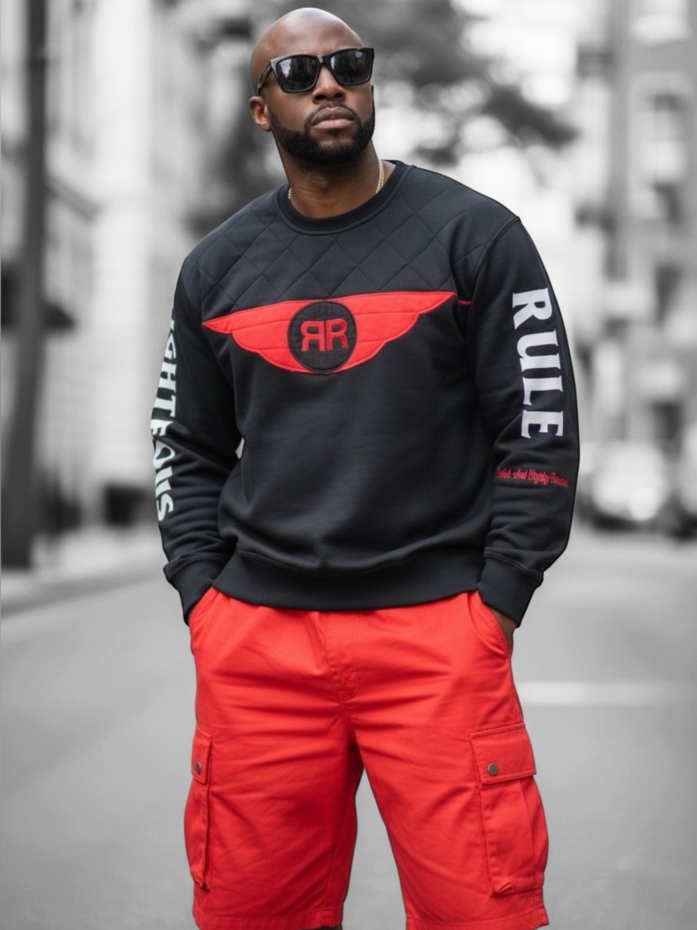 Righteous Rule Black and Red Jogger Set